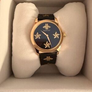 Gucci Women's Swiss G-Timeless Black Leather Strap Watch 38mm